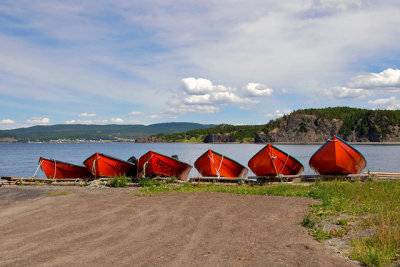 Beached rowing boats in Frenchman's Cove