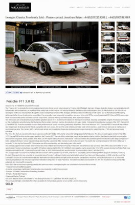 1974 Porsche 911 RS 3.0 Liter VIN 911.460.9046 - Sales Ad