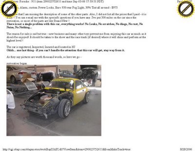 1974 Porsche 911 RSR Project - eBay Sep032006 $110,000 (82 SC) Page 6