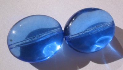 blue beads in the sunlight