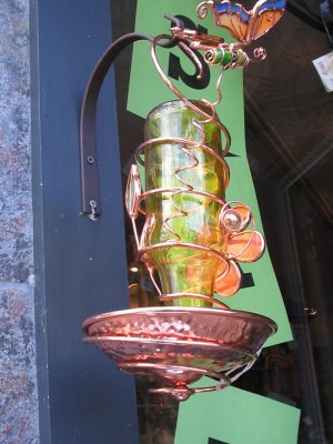 handmade copper birdfeeder