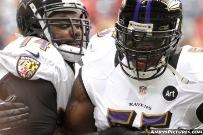 Baltimore Ravens OL Michael Oher and LB Terrell Suggs