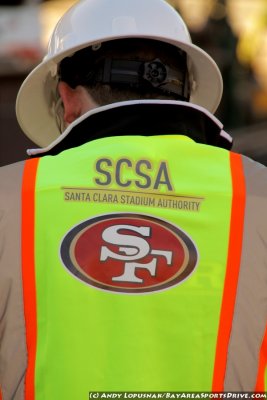A construction worker at the new 49ers stadium