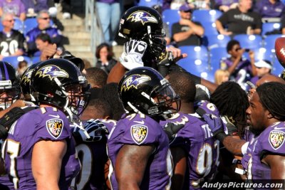 Baltimore Ravens huddle