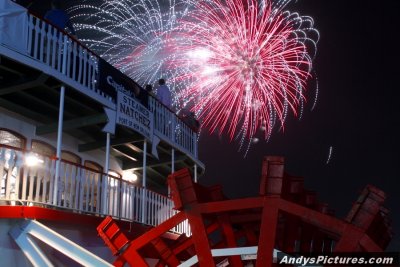 Fireworks over the Natchez Riverboat