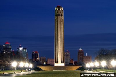 WWII Tower in Kansas City at Night