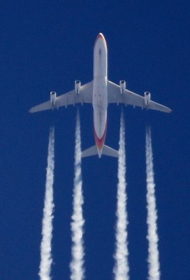 Plane overhead at 30,000ft crop