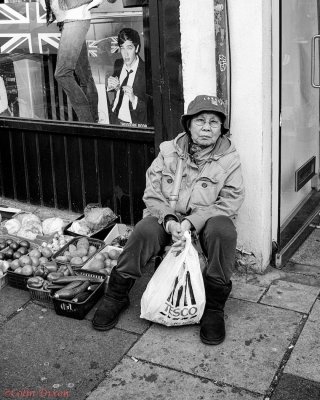 Chilled street seller.