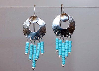 Silver with Turquoise Bead Earrings