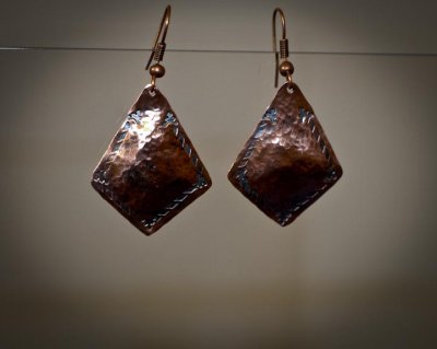 Stamped Copper Earrings