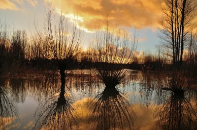 Zonsondergang en reflectie