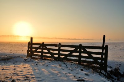 Sneeuw, mist en zon