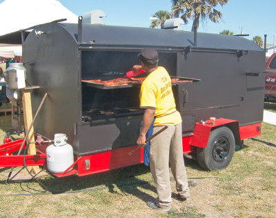 One of the many heavy-duty smokers at the Saturday Rib-Off event (a kind of competitive barbecue)
