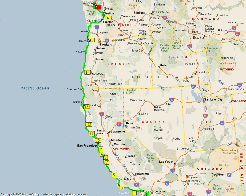 Main route along the Pacific coast