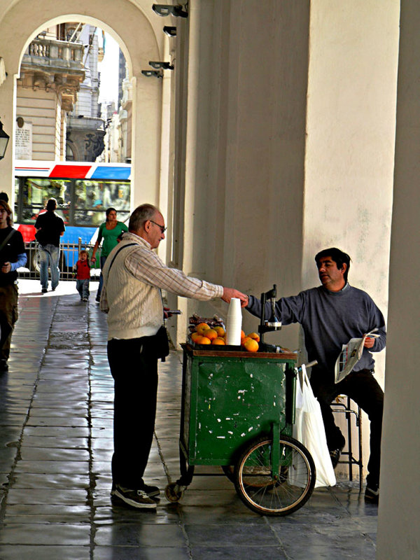 Orange cart man