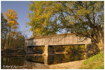 Autumn Reflections at Schofield Ford Covered Bridge