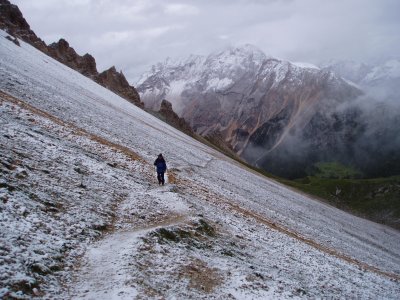 Snowy mountain path