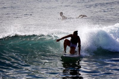 Rookie attempting to stand on the board