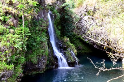 Beautiful Hanawi waterfall, pool and cave