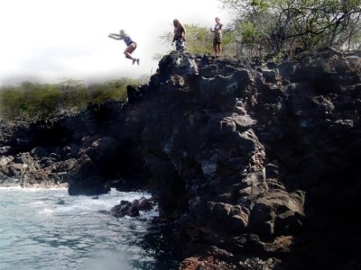 Cliff jumping from a 25-30 ft lava formation - shipmate Brenda