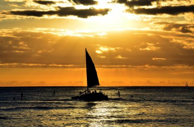 Sunset sail off Waikiki