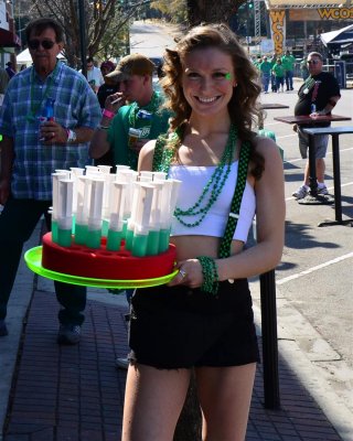 St. Pat's sidewalk shots babe
