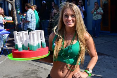 St. Pat's sidewalk shots babe