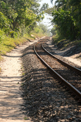 Railway track alongside the eastern ocean, only for cargo with one train per day