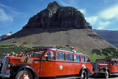 MT Glacier NP 165 Going to the Sun Hwy at Logan Pass Jammer Buses.jpg