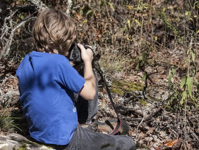 Tyler photographing Timber Rattlesnake