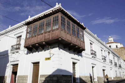 Sucre, traditional balcony at Calle Colon