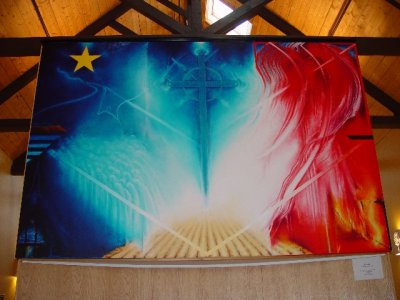 THIS ACADIAN FLAG WAS A 12 FOOT WORK OF AMAZING ART