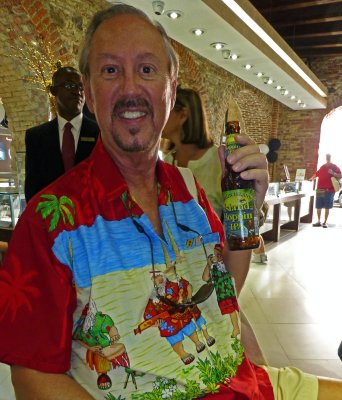 Bill Sampling the Local Brew in St. Thomas