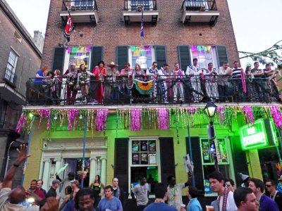 Bourbon St. Balcony on Friday Night
