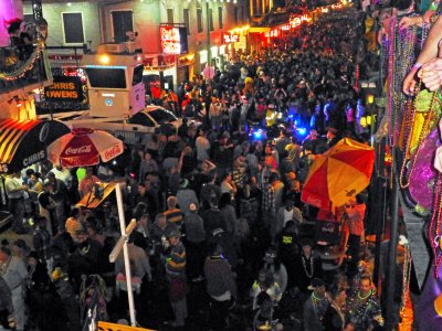 Bourbon Street Getting Crowded on Fat Tuesday