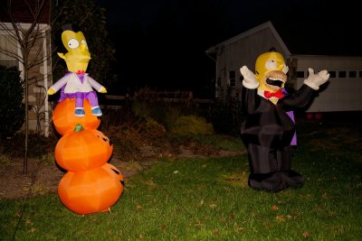 Bart & Homer greet Trick or Treaters to the Heverin home