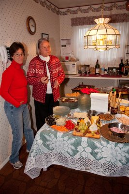 Ann & Janie guard the food