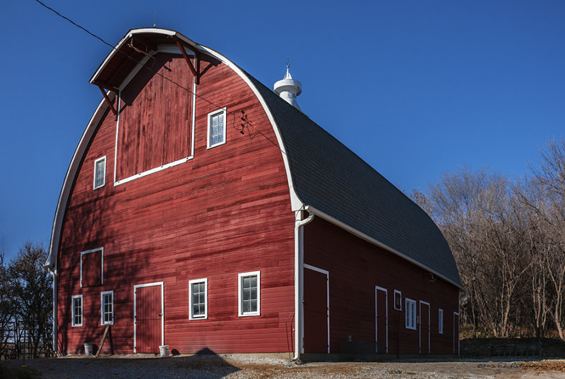 This is one of the barns on the Iowa Barn Tour and is a beauty. Built in 1927 it is 36' wide, 56' long and 38' at it's peak and features a gothic roofline.
An image may be purchased at http://edward-peterson.artistwebsites.com/featured/finken-family-barn-edward-peterson.html
