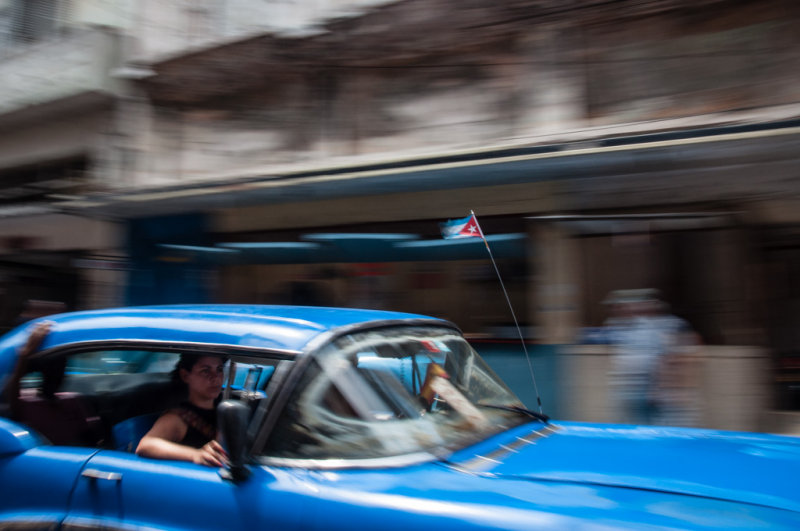 <B>Blue Taxi <FONT SIZE=2>Havana, Cuba - May 2012</FONT>
