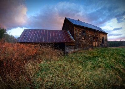 Old barn in the early light in Ossipee NH