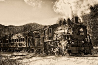 The 7470 steam engine in the white mountains of NH.