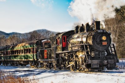 The 7470 steam engine in the white mountains of NH.