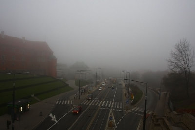 W-Z Route disappearing in fog - View from Castle Square over the tunnel