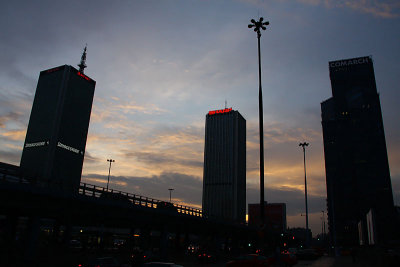 Silhouettes of skyscrapers on early  morning