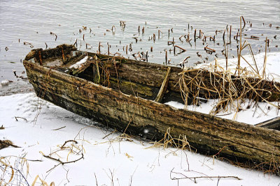 Abandoned wooden boat