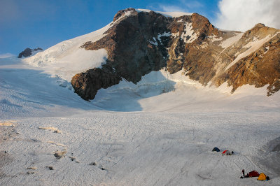 Piramide Vincent 4215m and Garstelet Glacier at sunset