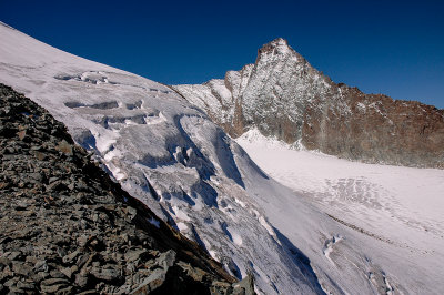View of La Grivola 3969m over Traso Glacier