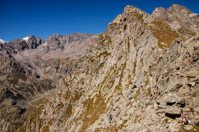 Valsoera Pass 2683m with Aneta in the right bottom corner