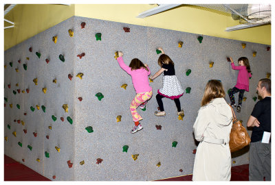 Girls take over the rock wall