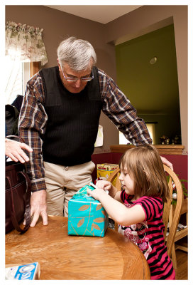 Helping Grandpa with his birthday present